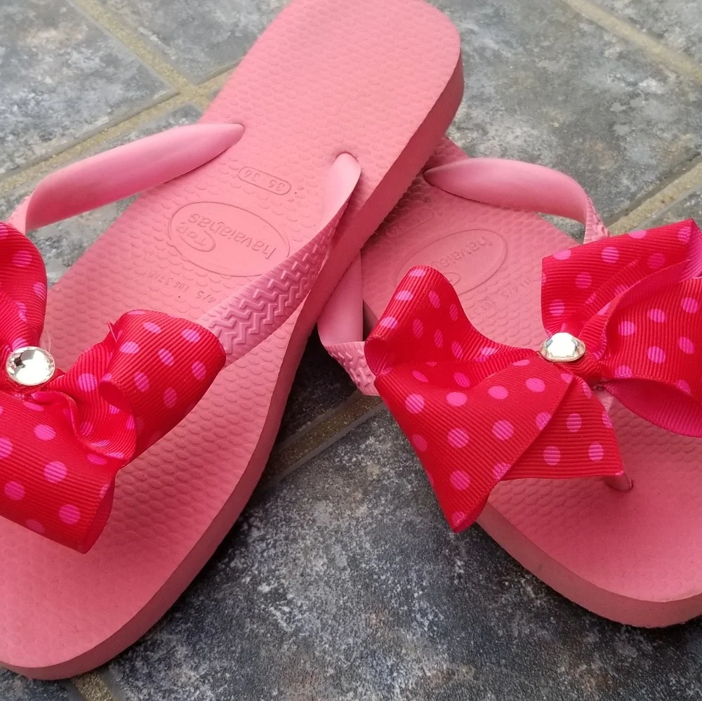 Pink Polka Dot Havaianas Flip Flop Thong Sandals